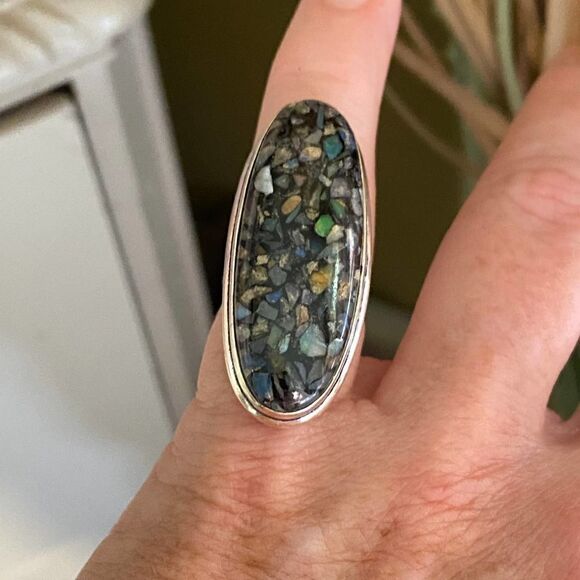 Copper Ethiopian Opal Sterling Silver Ring Size 6 - Picture 5 of 6
